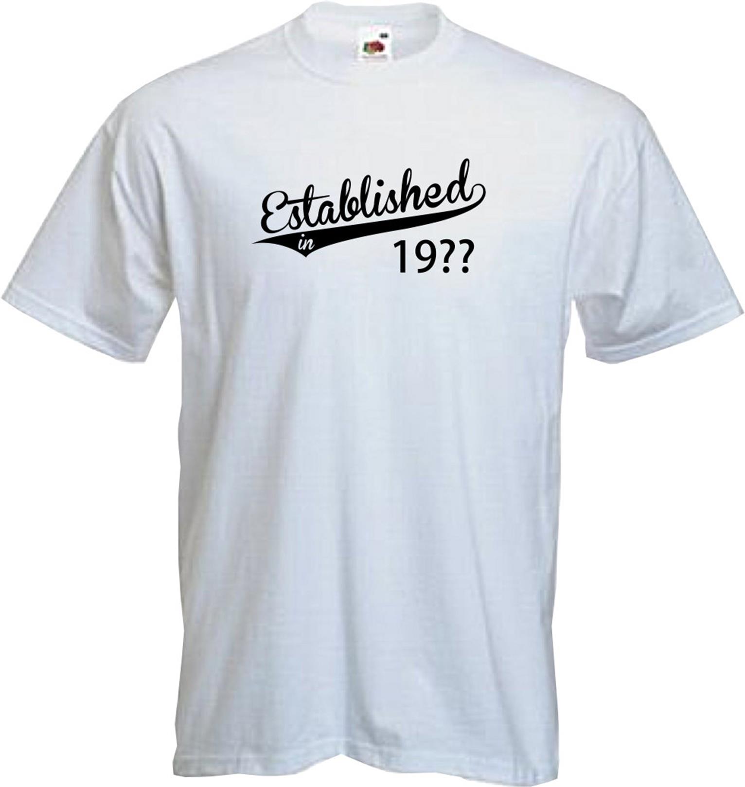 ESTABLISHED IN {ANY YEAR} - T Shirt, ANY BIRTHDAY, Present, Gift ...